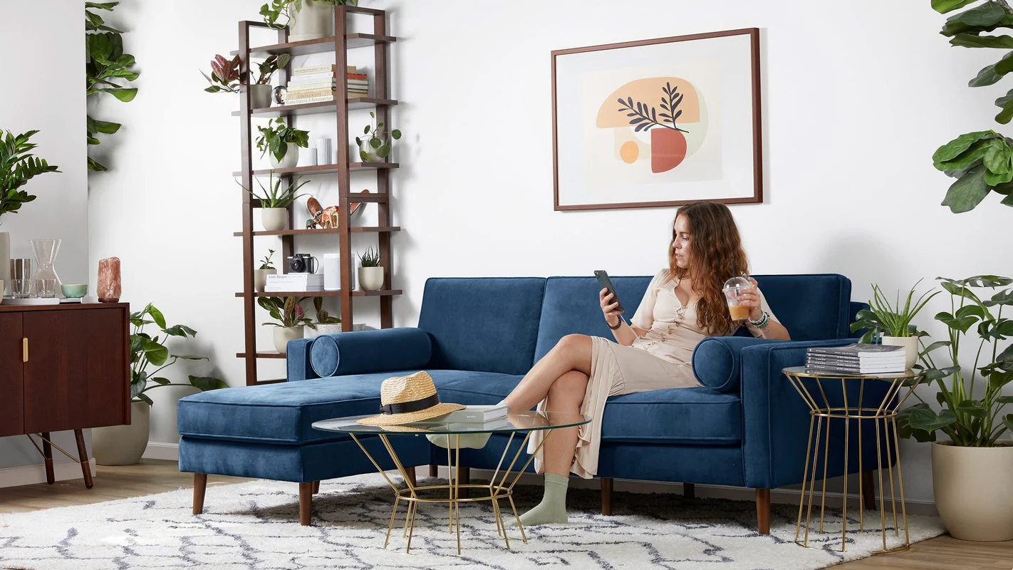 Nomad Velvet Armchair with Chaise